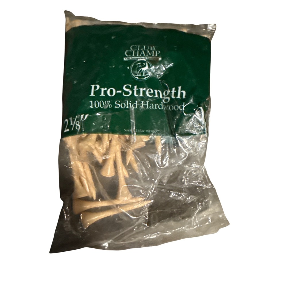 Club Champ Pro-Strength 100% Solid Hardwood Golf Tees 2 1/8 Inch Natural 78 ct